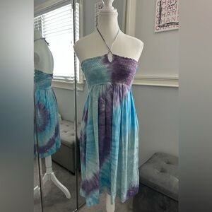 C&C California Silk Tie Dye Halter Dress Size Small